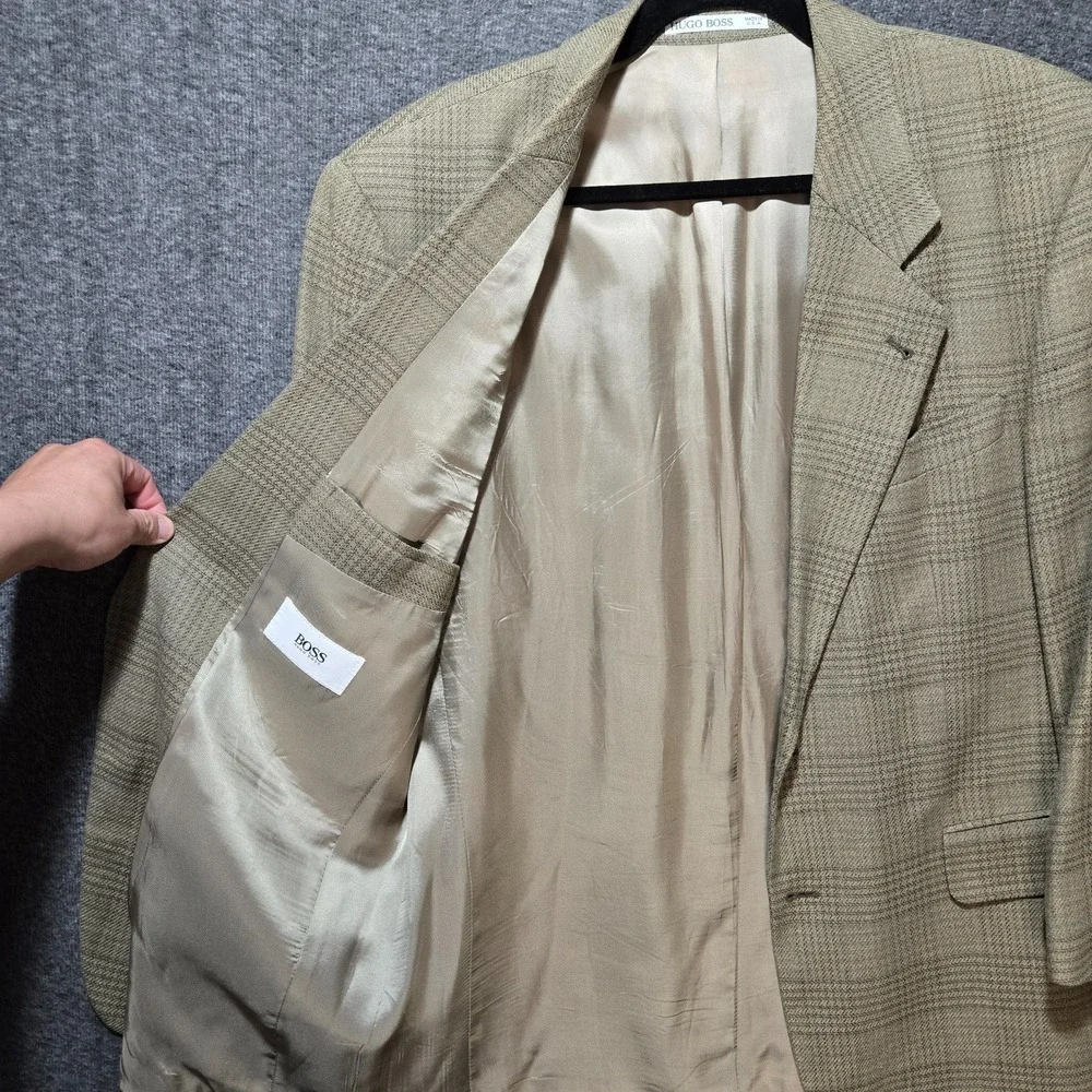 Boss Hugo‎ Boss Corleone Men Size 40S Linen Two Button Sport Coat Windowpane